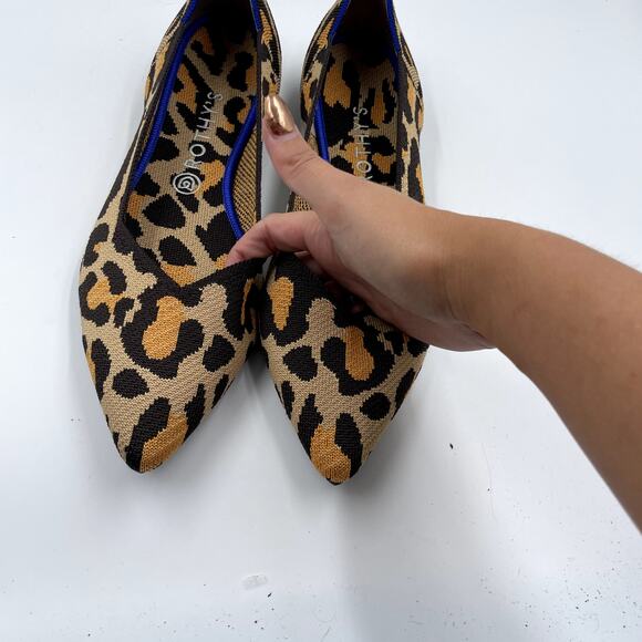 Rothy's  The Point Desert Cat Leopard Print Washable Women's Flats - Size 12.5 - Picture 6 of 9